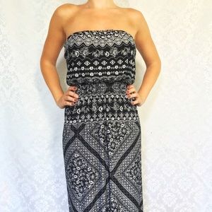 NEW Nordstrom Black White Strapless Maxi Dress
